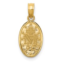 14K and White Rhodium Solid Small Miraculous Medal Oval Charm view 4