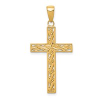 14K Yellow Gold Rope Cross Pendant view 1