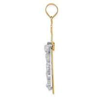 14K Two-tone Diamond-cut Lattice Cross Pendant with Crucifix view 2