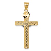 14K Two-tone Diamond-cut Lattice Cross Pendant with Crucifix view 4