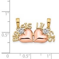 14K Two-tone Pendant with White Rhodium Big Sis-lil Sis 2-Piece Break-apart view 4