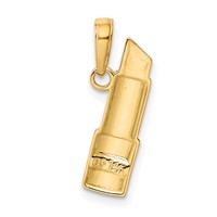 14K and White Rhodium Red Enameled Lipstick Charm view 3