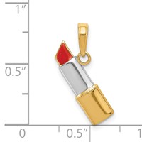 14K and White Rhodium Red Enameled Lipstick Charm view 4