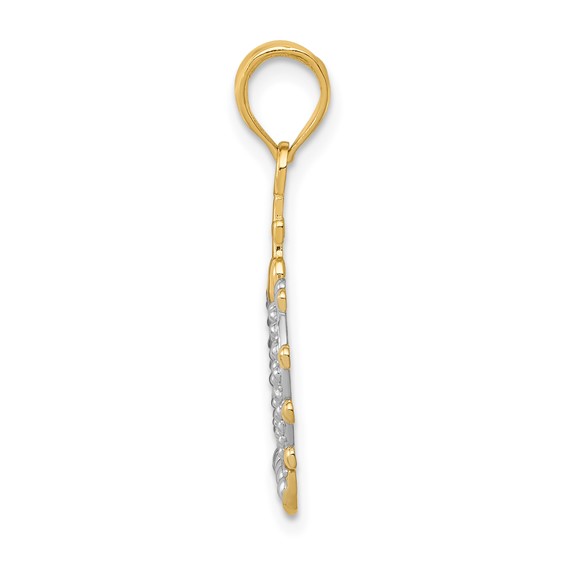 Gold and Rhodium Crown Pendant