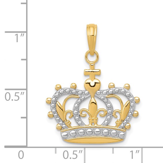 Gold and Rhodium Crown Pendant
