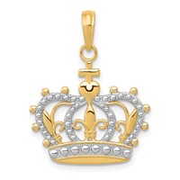 14K and White Rhodium Crown Pendant view 1
