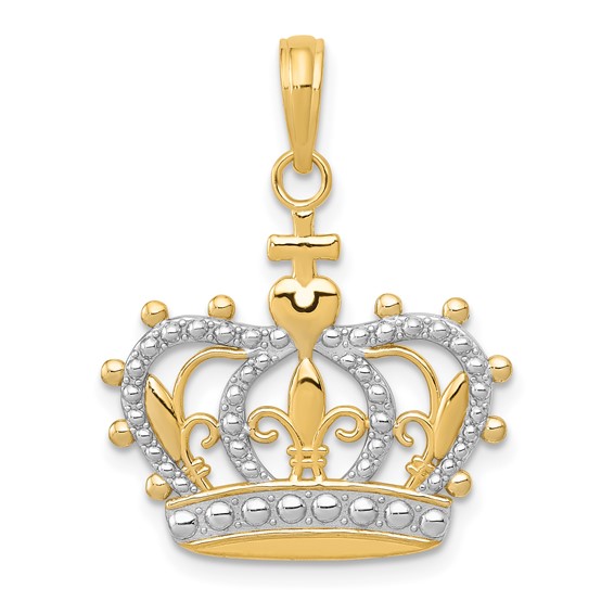 Gold and Rhodium Crown Pendant
