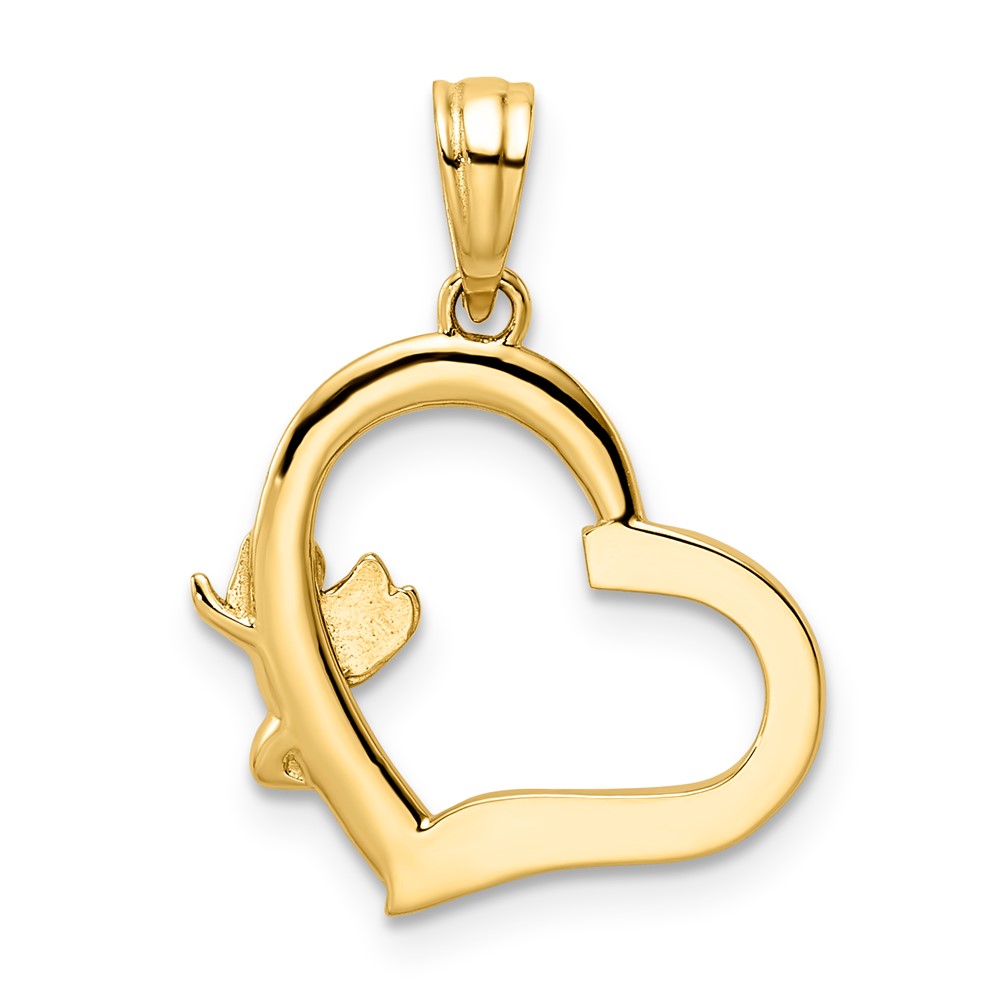 14k & White Rhodium Cherub on Heart Pendant (M2905)