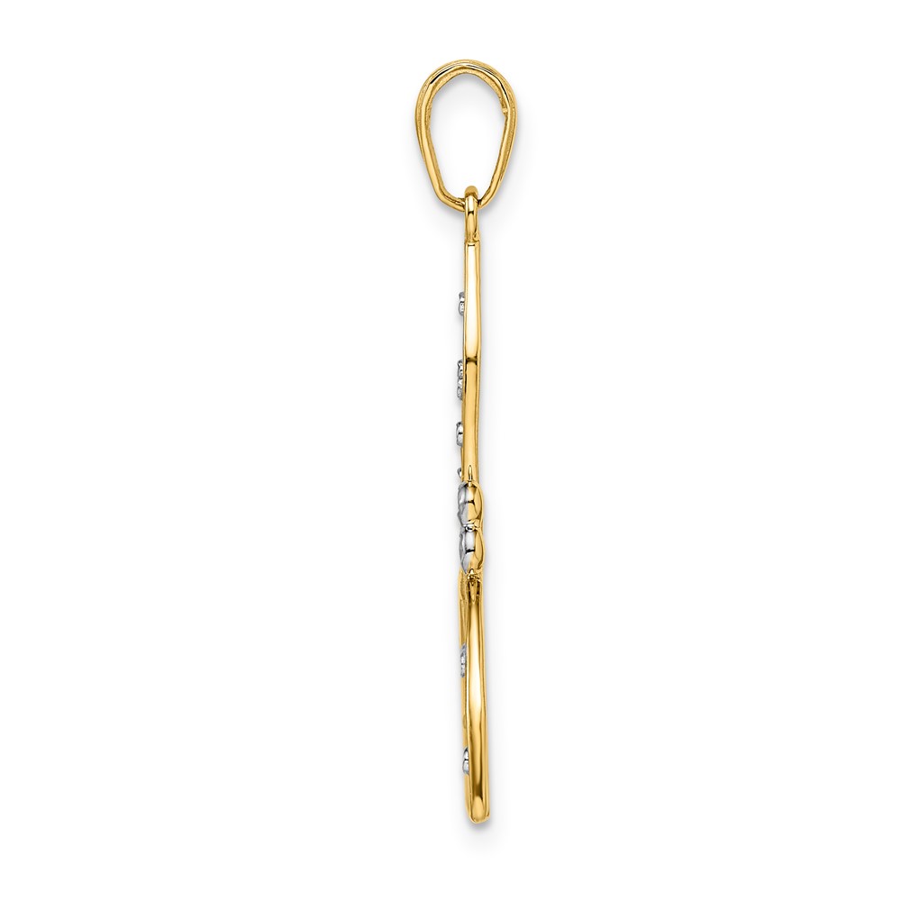 14k and White Rhodium Diamond-cut Filigree Dragonfly Pendant (M2909)