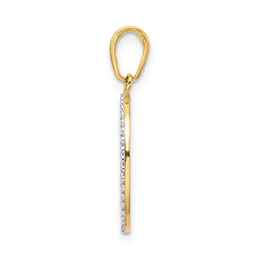 14k and White Rhodium Diamond-cut Dog in Oval Pendant (M2916)