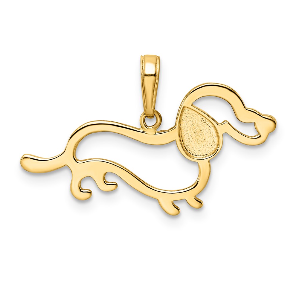 14k and White Rhodium Diamond-cut Dachshund Pendant (M2917)