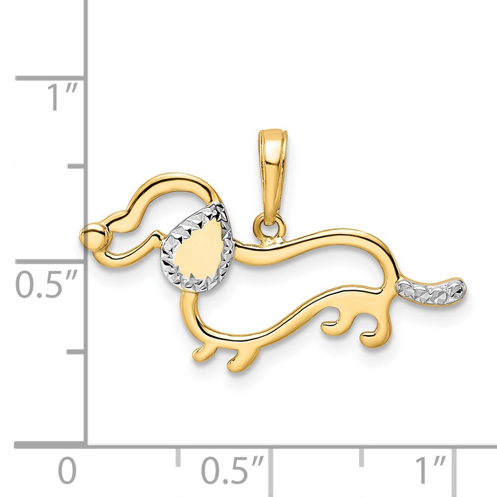 14k and White Rhodium Diamond-cut Dachshund Pendant (M2917)