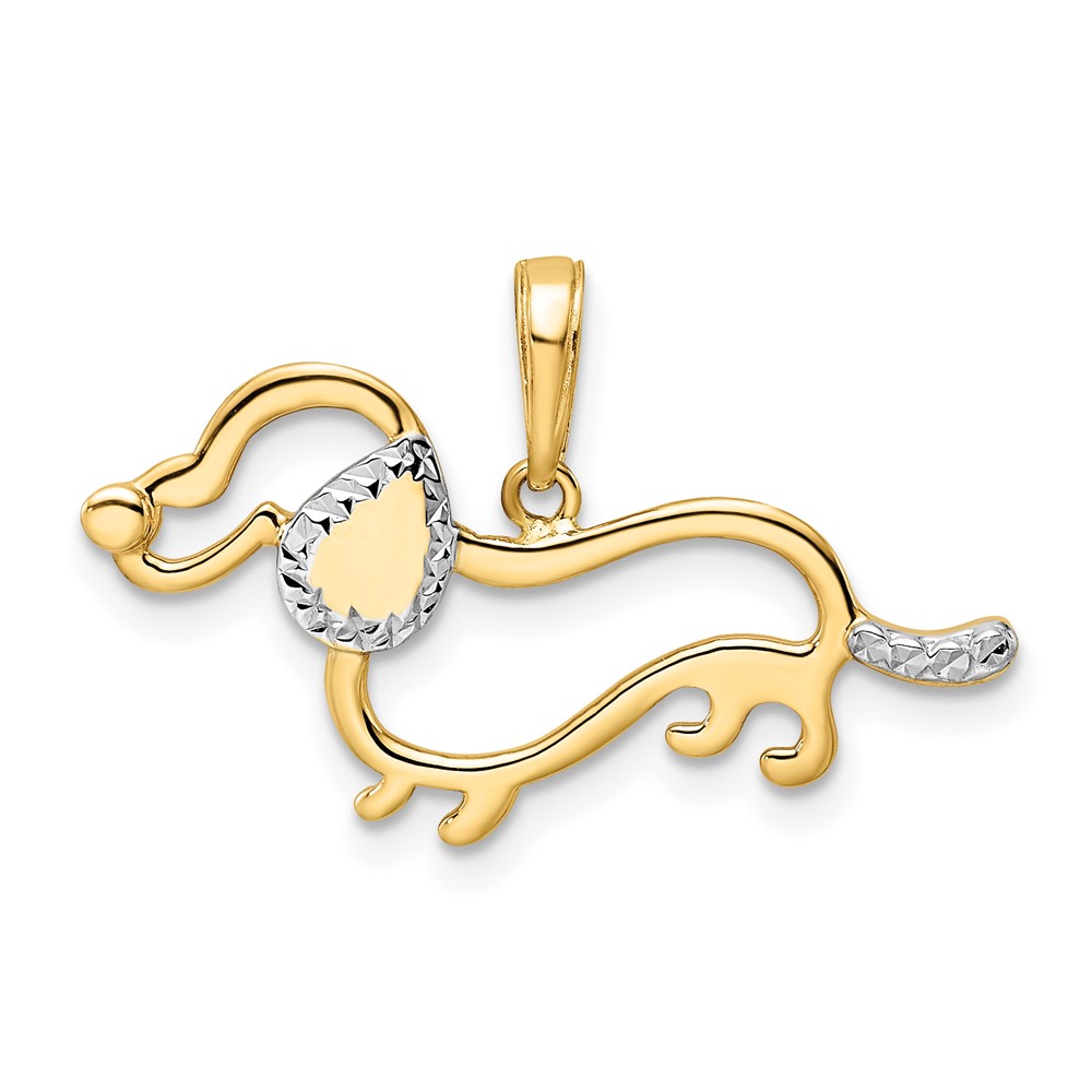 14k and White Rhodium Diamond-cut Dachshund Pendant (M2917)