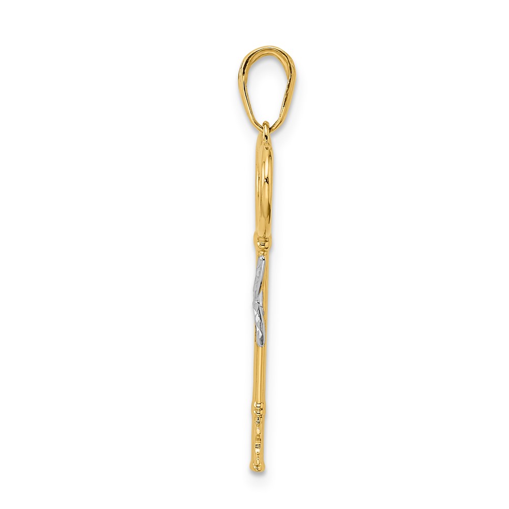 14k and White Rhodium Diamiond-cut Heart Key Pendant (M2931)