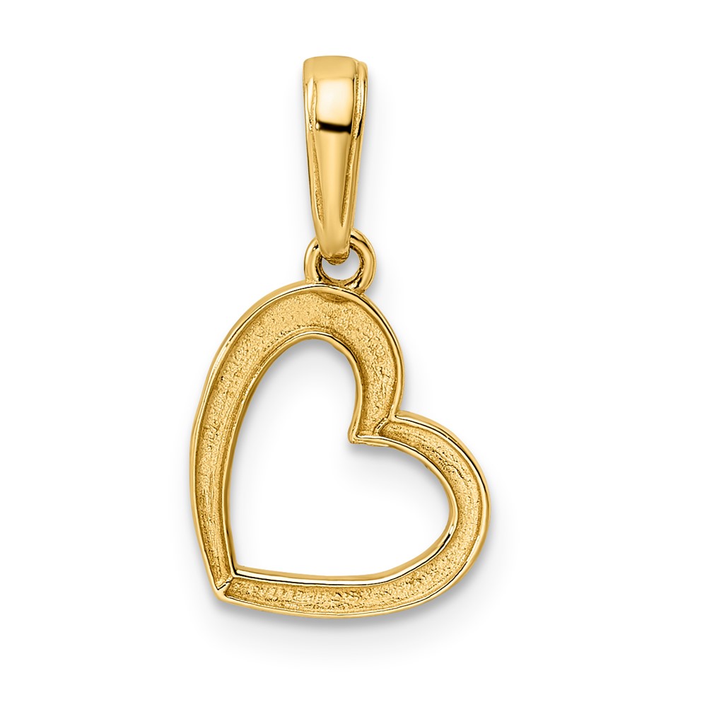 14k and White Rhodium Diamond-cut Heart Pendant (M2934)