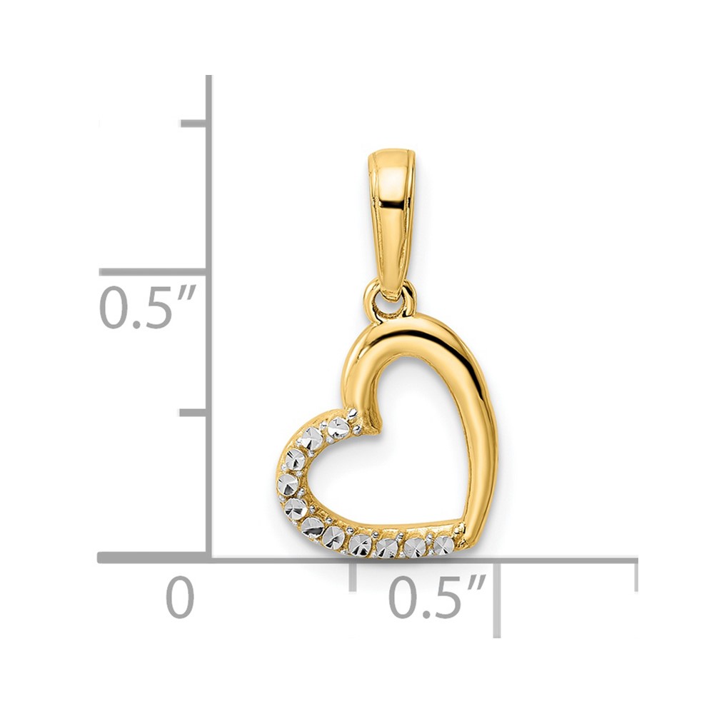 14k and White Rhodium Diamond-cut Heart Pendant (M2934)