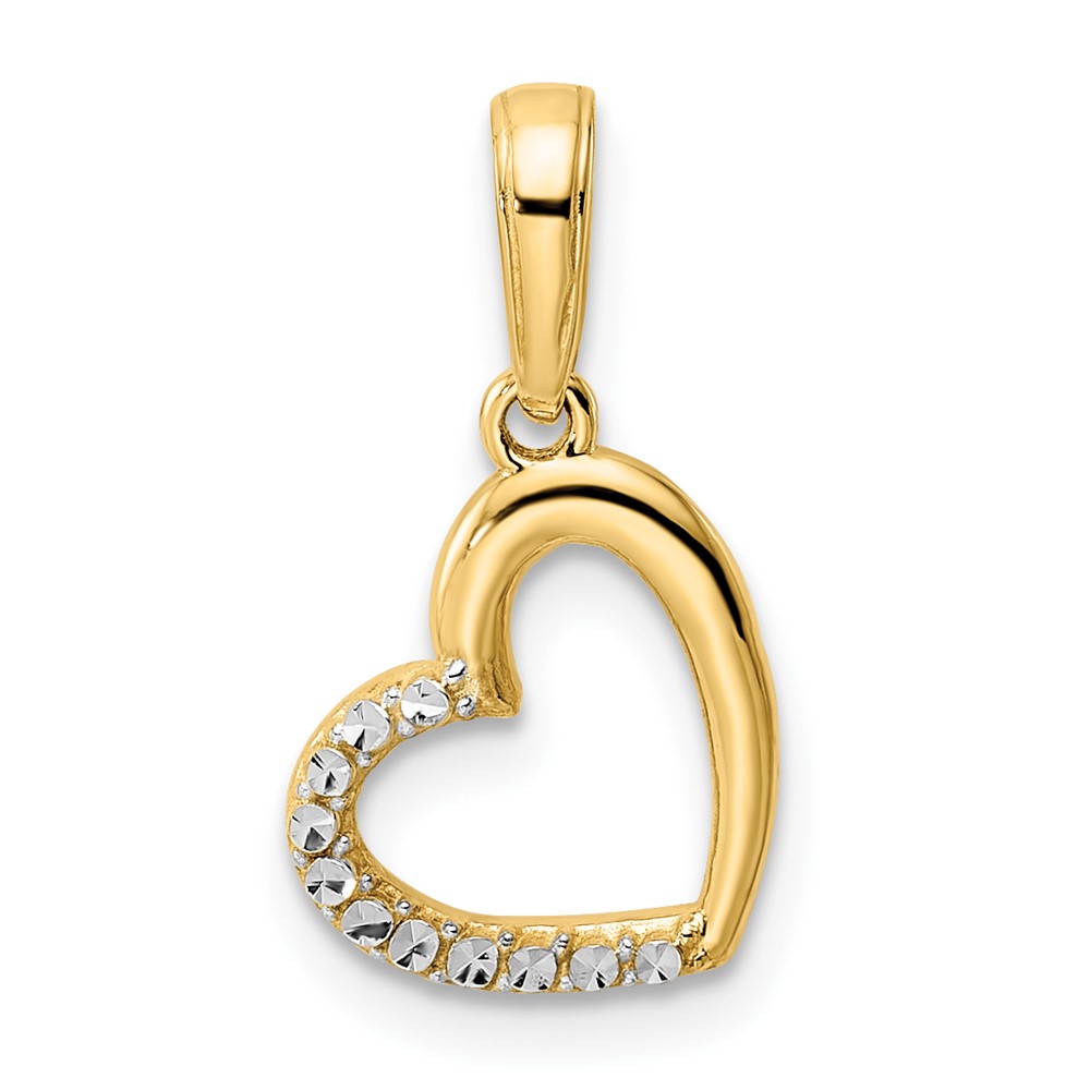 14k and White Rhodium Diamond-cut Heart Pendant (M2934)
