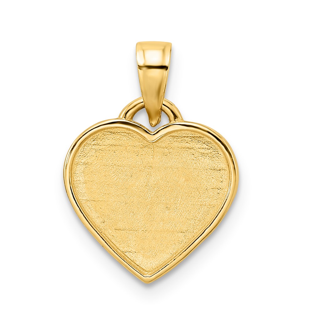 14k and White Rhodium Diamond-cut Border Heart Pendant (M2935)