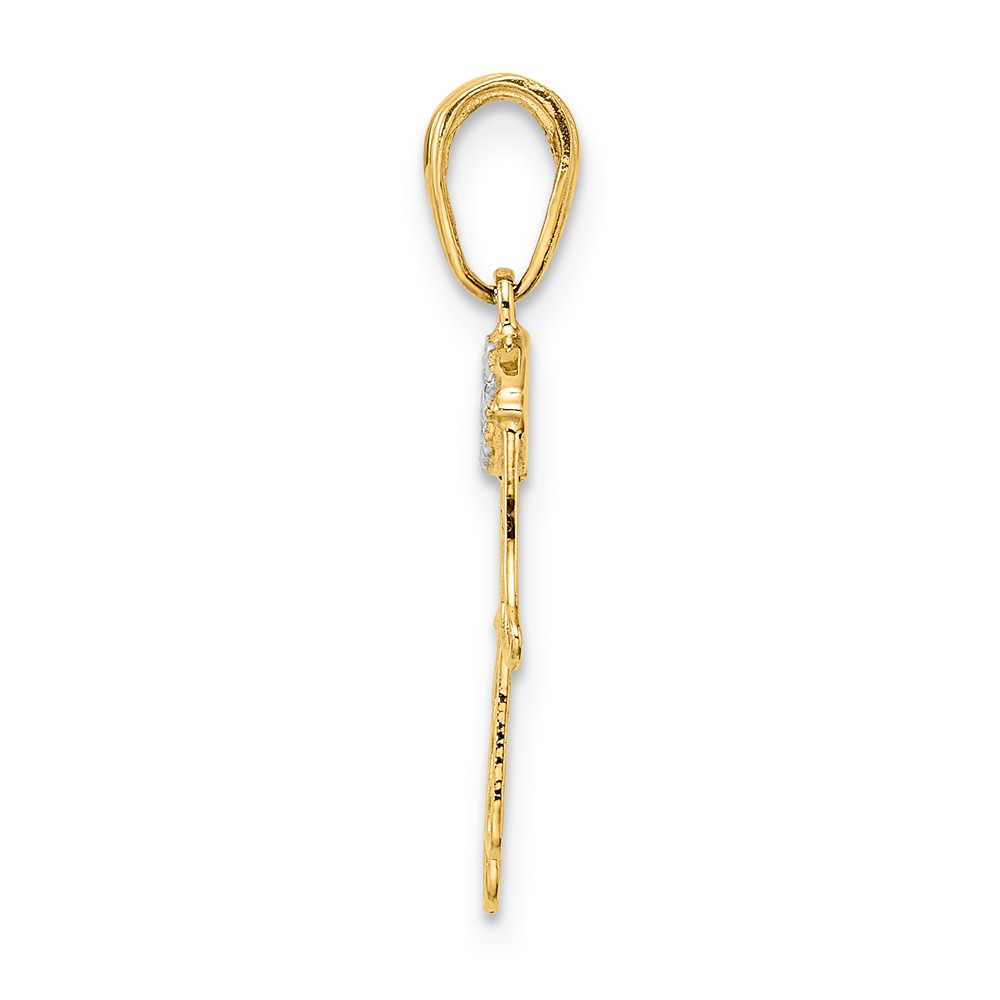 14k & White Rhodium D/C Evil Eye Hamsa Pendant (M2943)