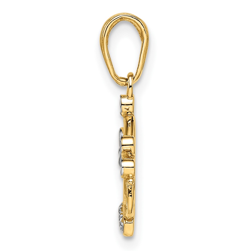 14k and White Rhodium Diamond-cut Crown Pendant (M2957)