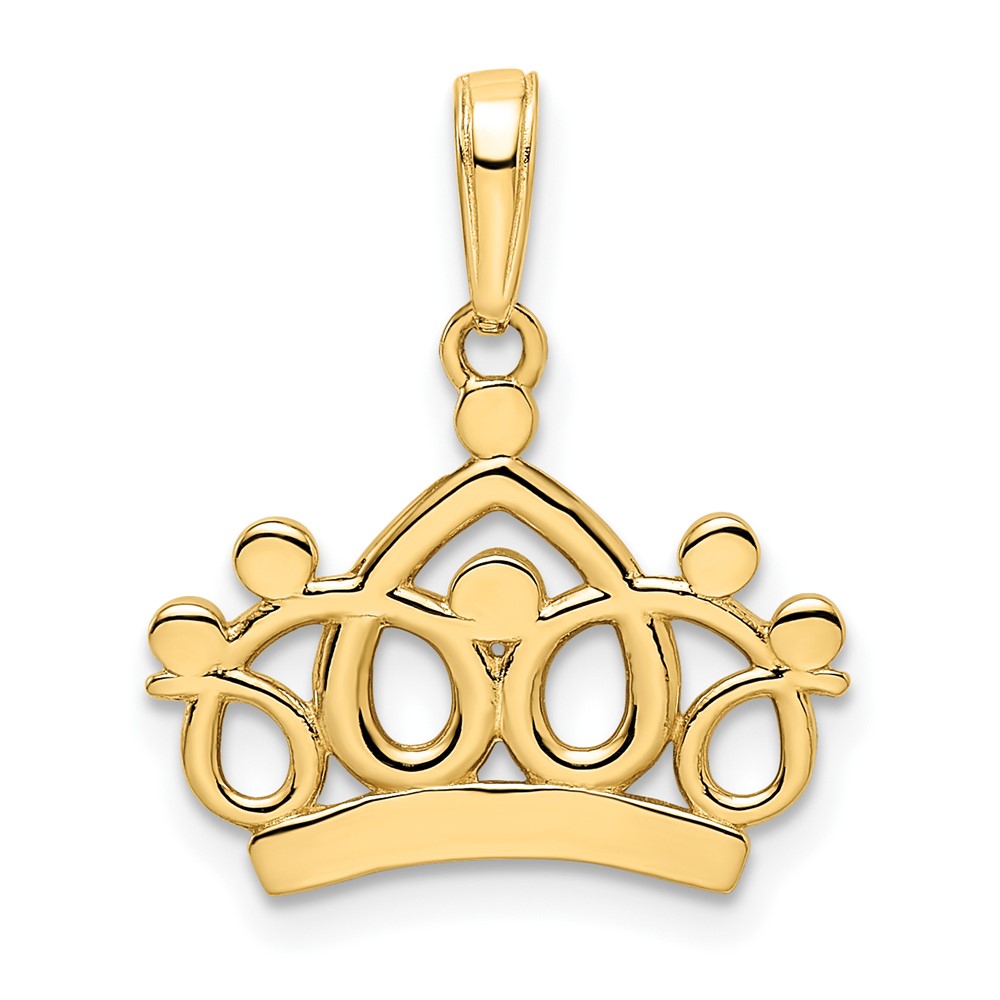 14k and White Rhodium Diamond-cut Crown Pendant (M2957)