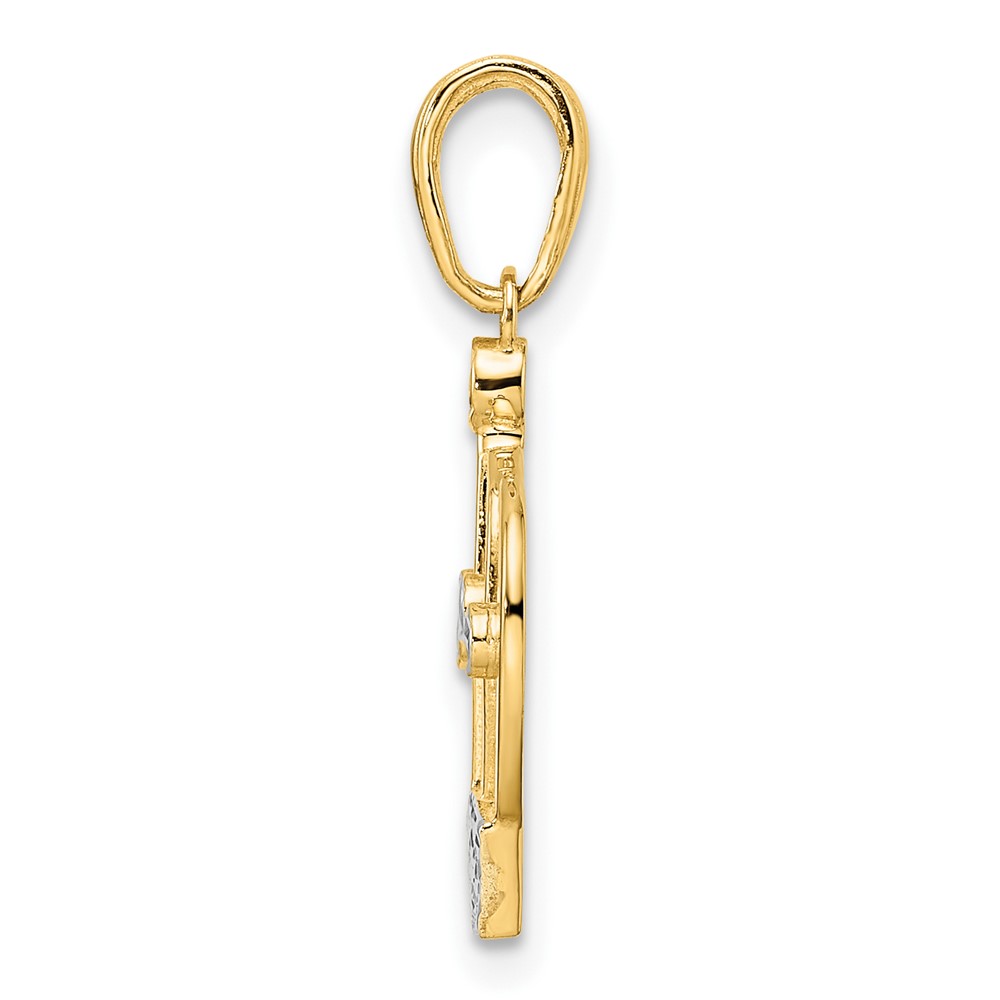 14k and White Rhodium Diamond-cut Crown Pendant (M2960)