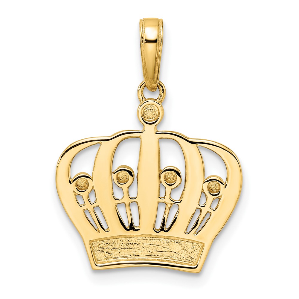 14k and White Rhodium Diamond-cut Crown Pendant (M2960)
