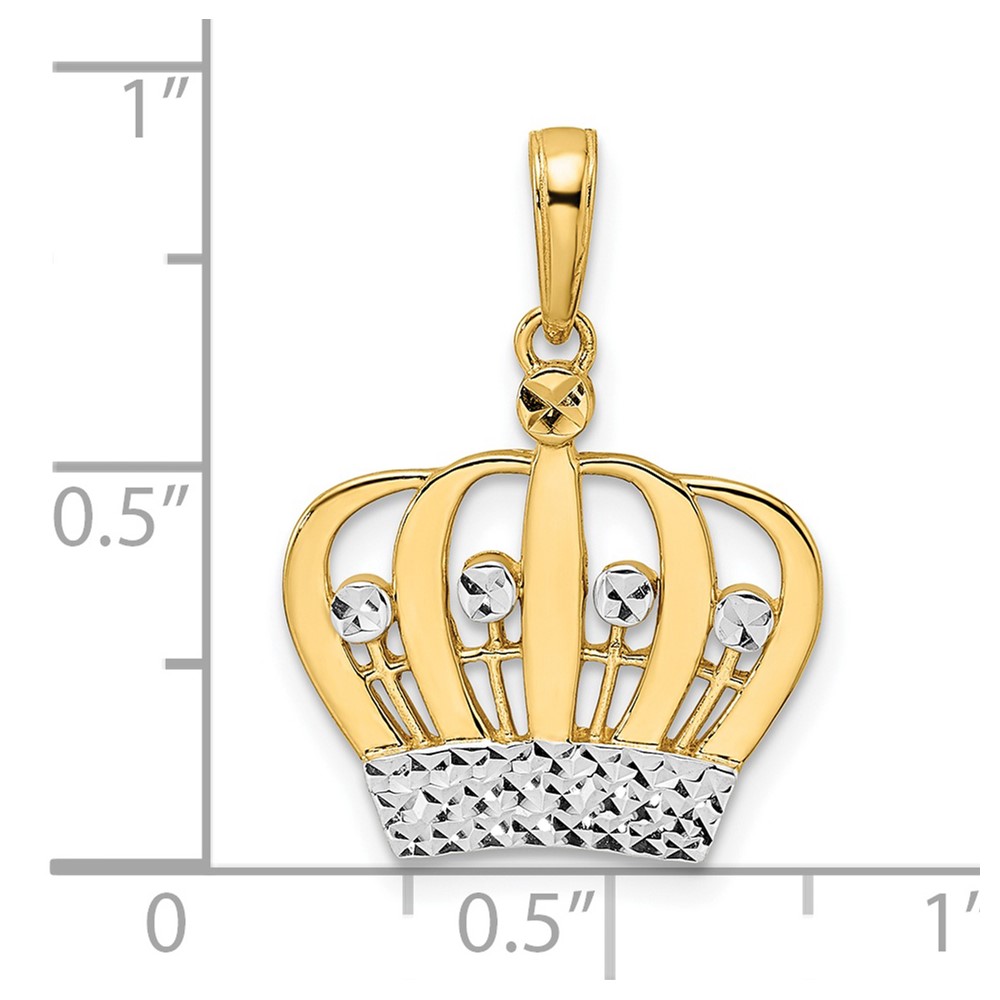 14k and White Rhodium Diamond-cut Crown Pendant (M2960)