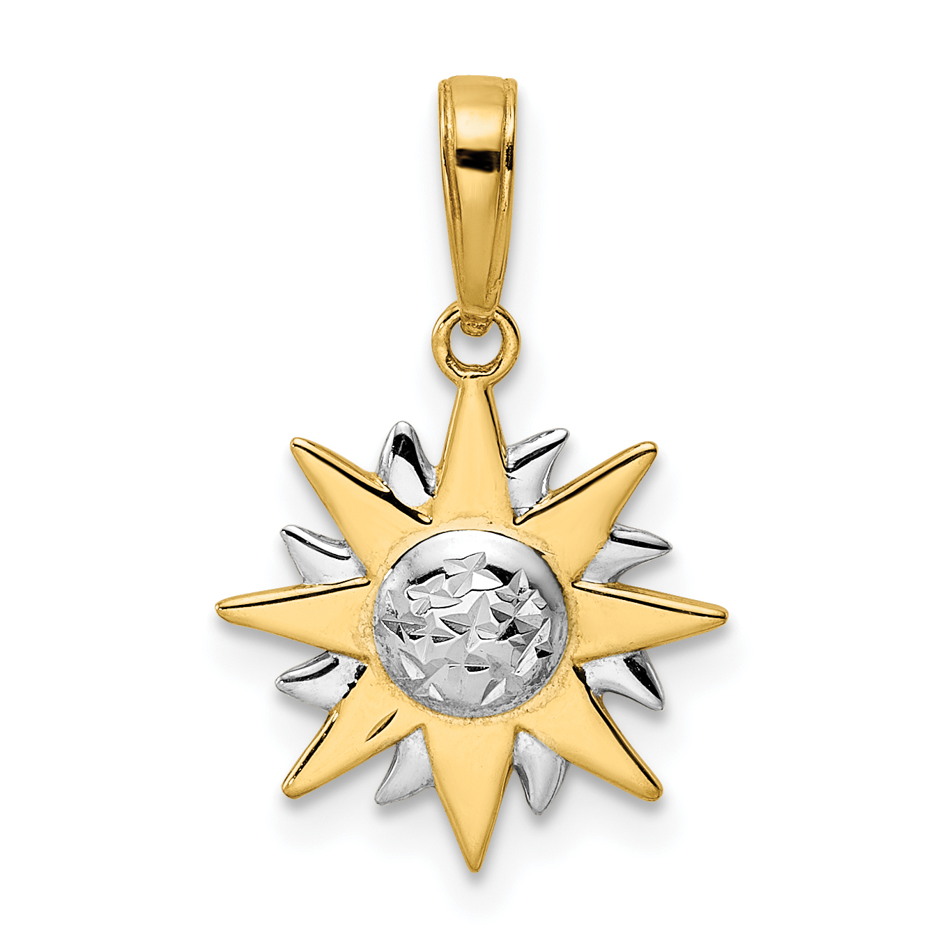 14k & White Rhodium D/C Sun Pendant (M2964)