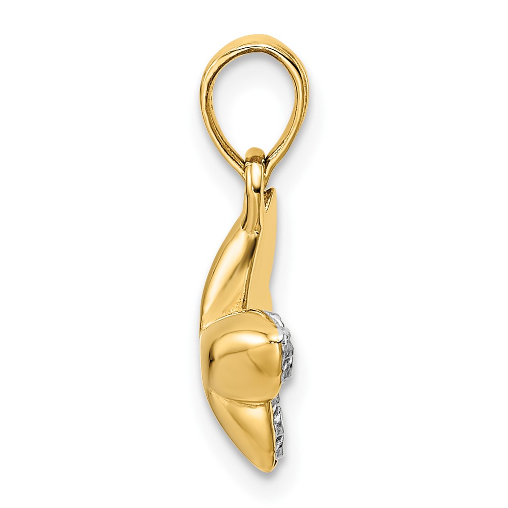 14k and White Rhodium Half Diamond-cut Butterfly Pendant (M2971)