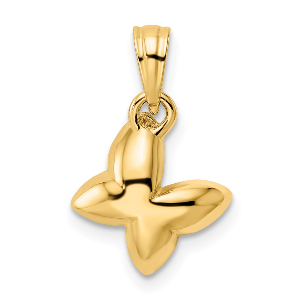 14k and White Rhodium Half Diamond-cut Butterfly Pendant (M2971)