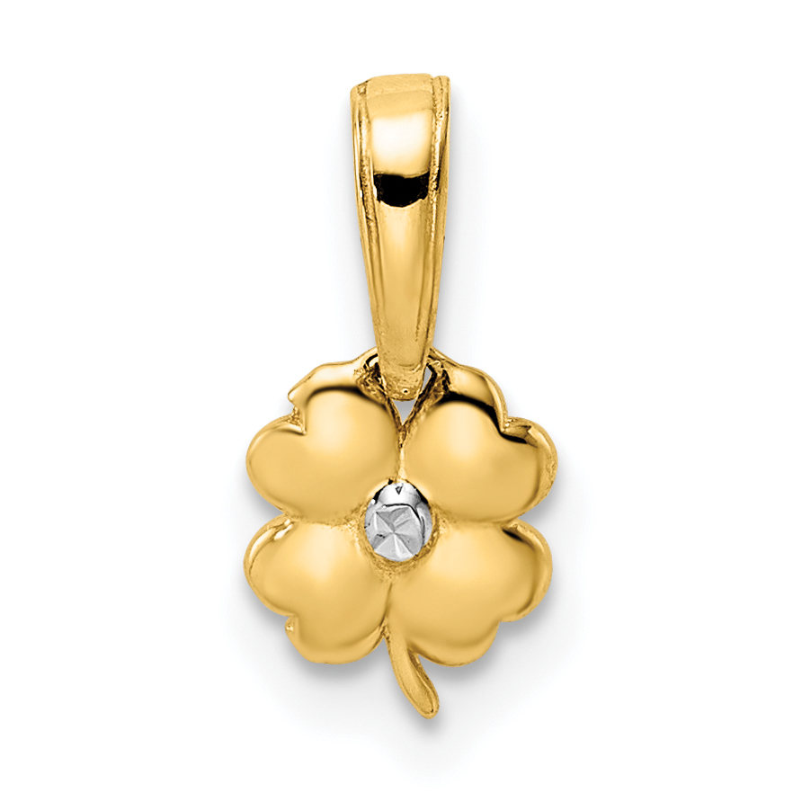 14k & White Rhodium D/C 4 Leaf Clover Pendant (M2977)