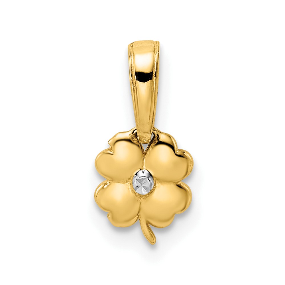 14k & White Rhodium D/C 4 Leaf Clover Pendant (M2977)