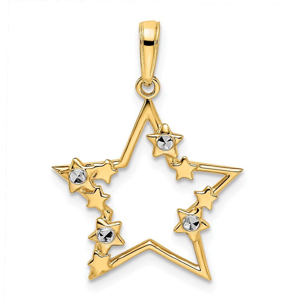 14k & White Rhodium D/C Stars Pendant (M2978)