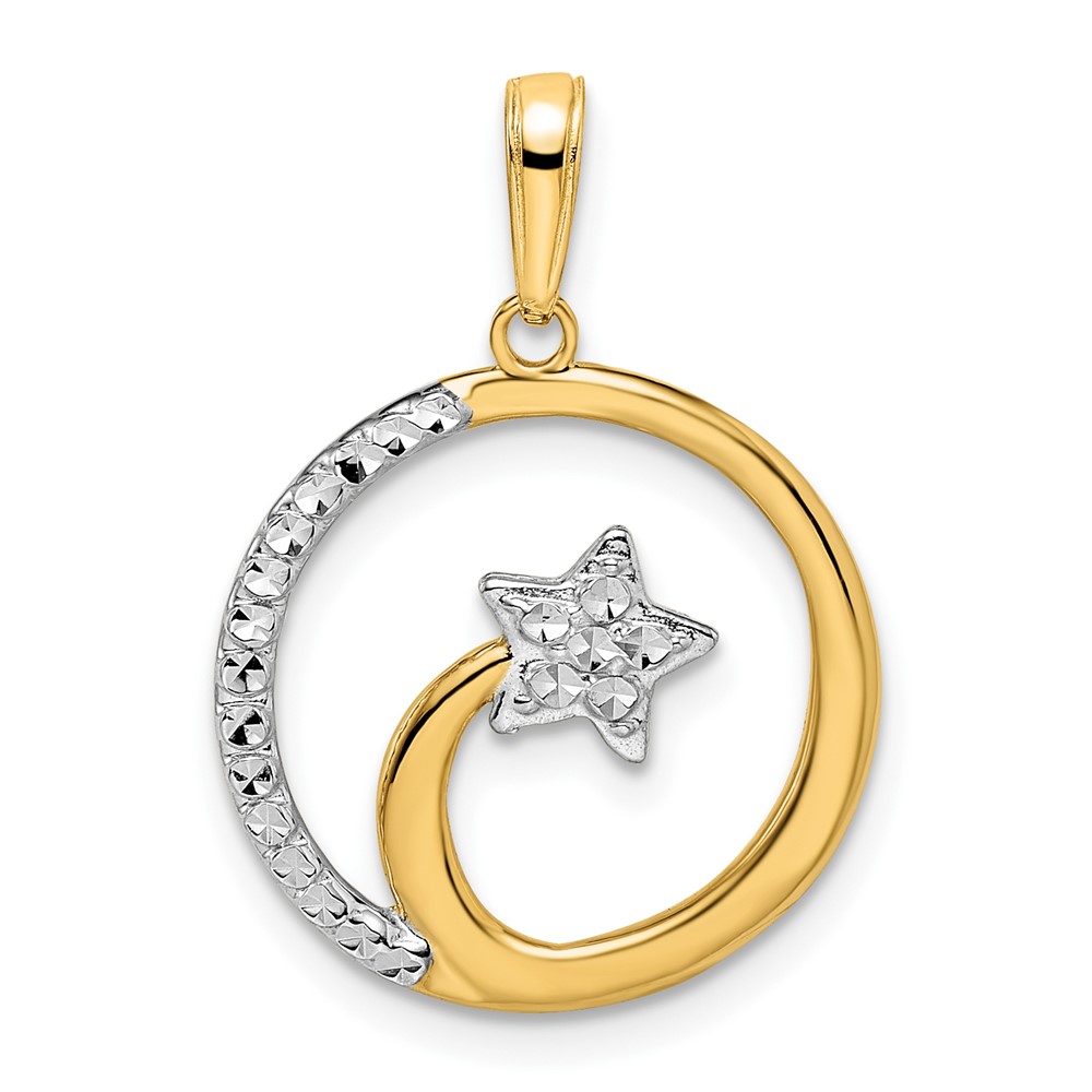 14k & White Rhodium D/C Shooting Star Pendant (M2982)