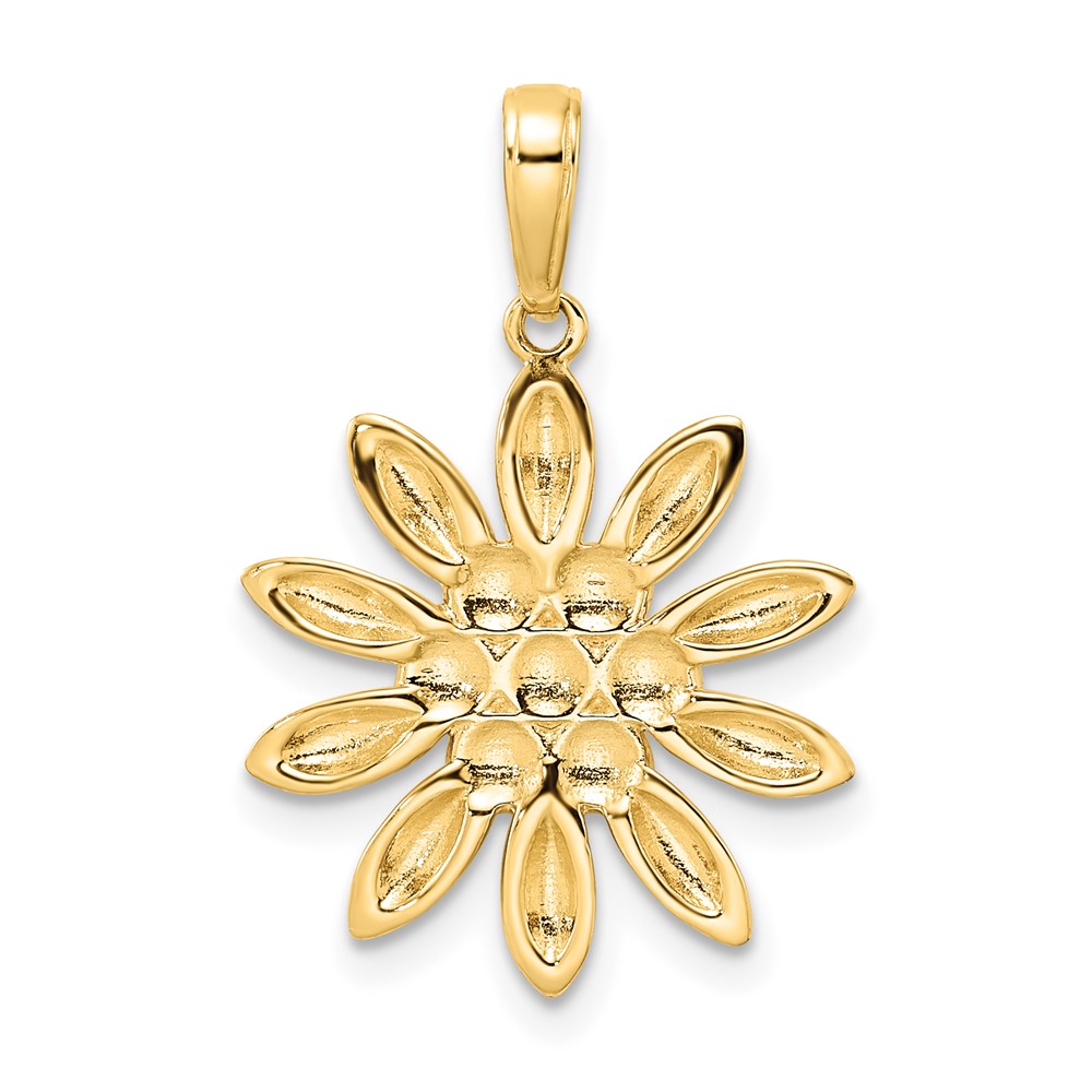 14K and White Rhodium Diamond-cut Flower Pendant (M2985)