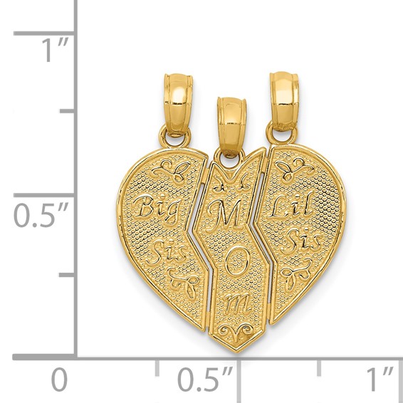 Gold BIS SIS-MOM-LITTLE SIS Break-apart Charm