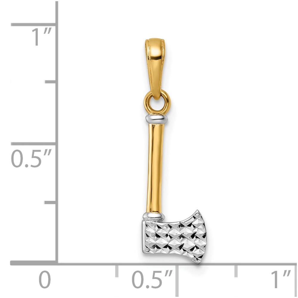 14k and White Rhodium D/C Axe Pendant (M3012)