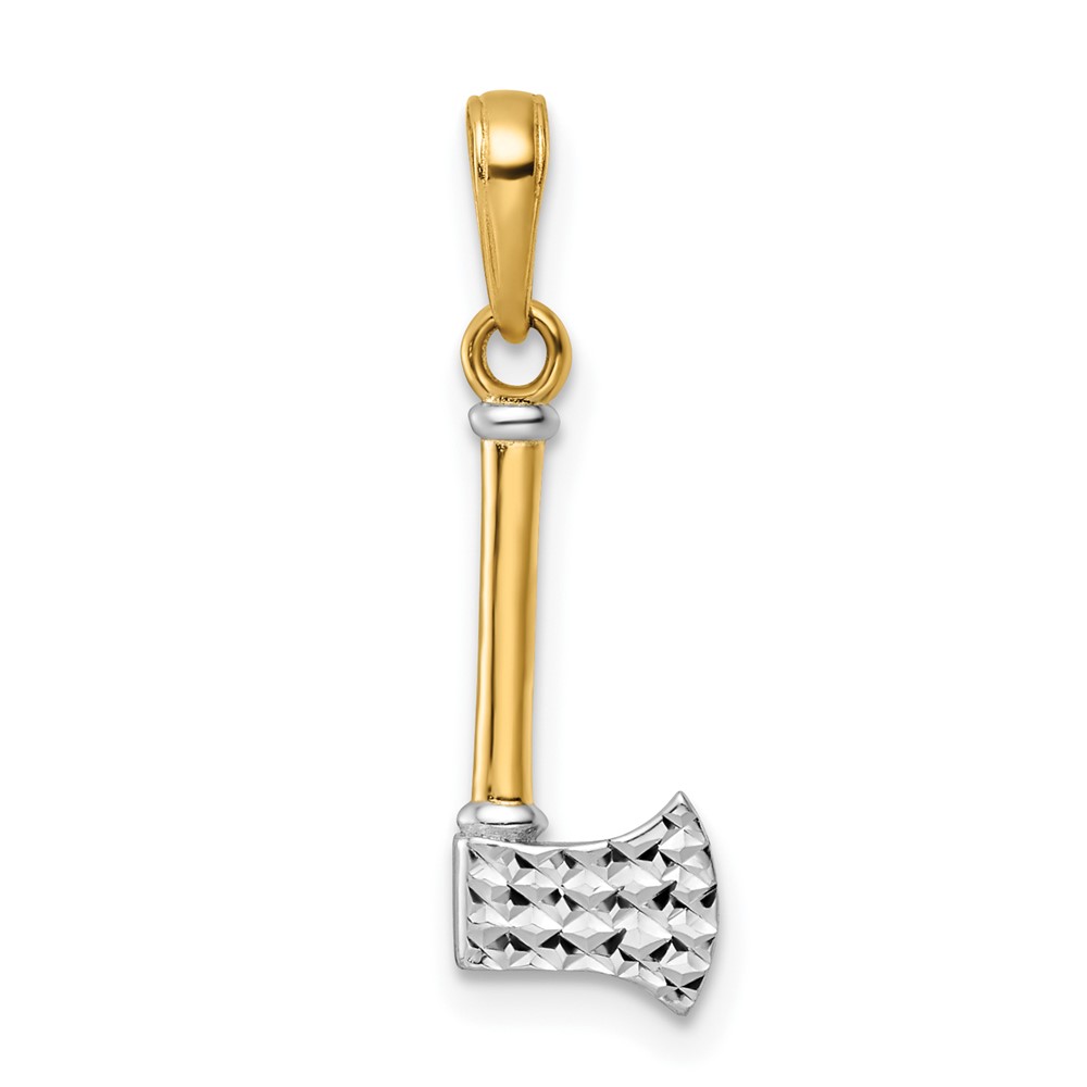 14k and White Rhodium D/C Axe Pendant (M3012)