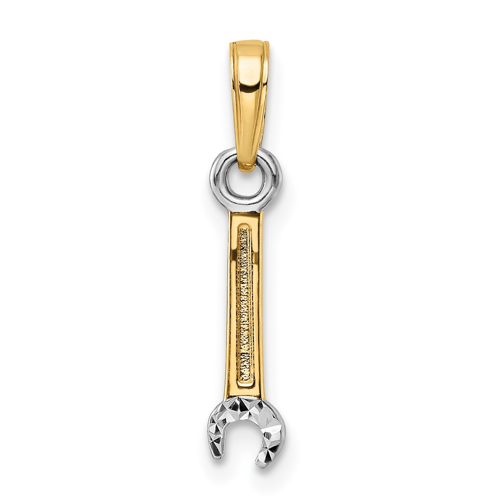 14k and White Rhodium D/C Wrench Pendant (M3013)