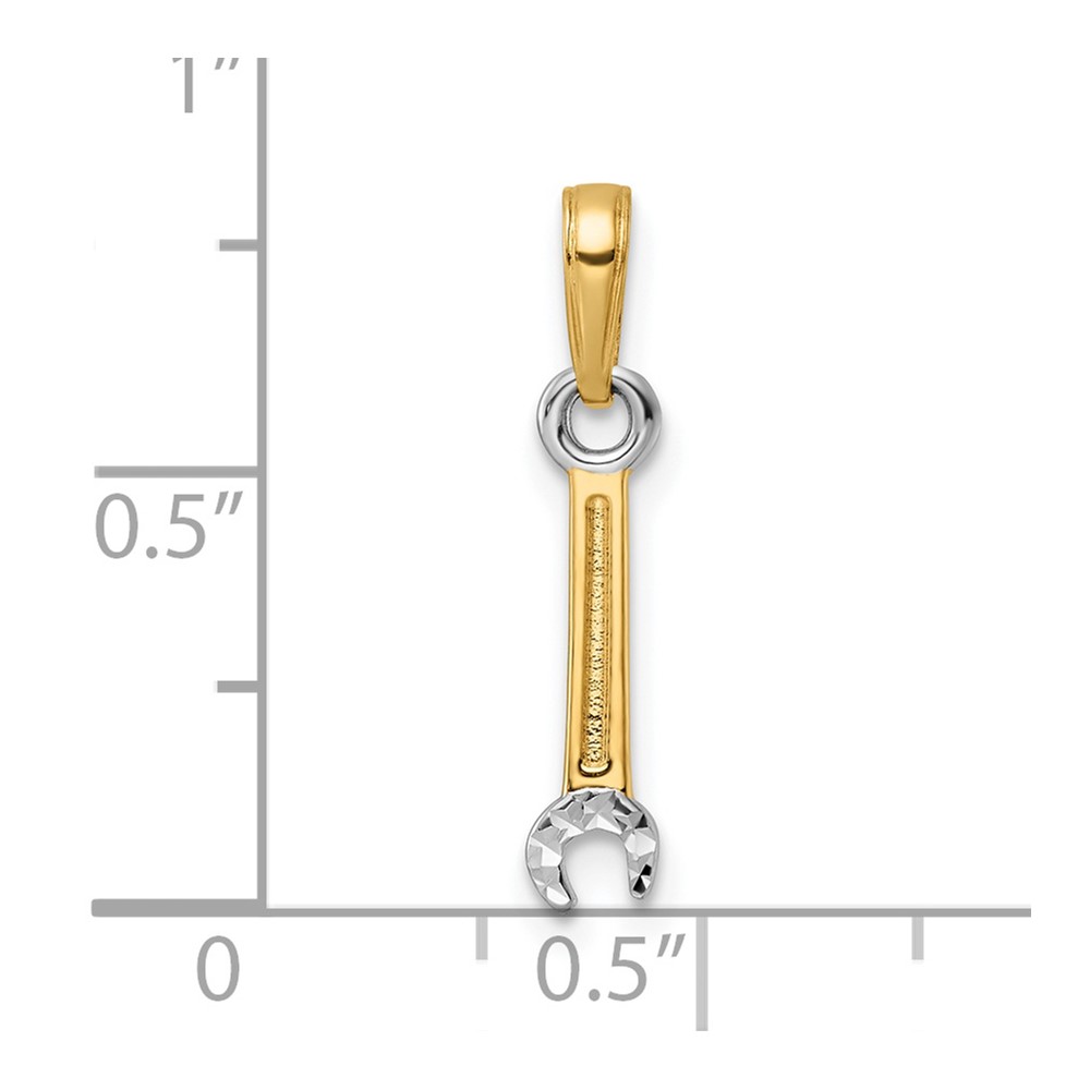 14k and White Rhodium D/C Wrench Pendant (M3013)