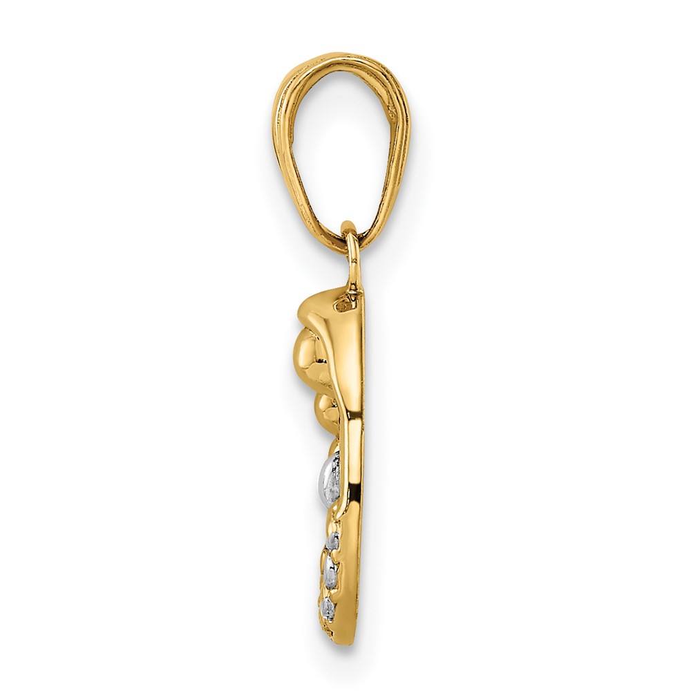 14k and White Rhodium Diamond-cut Mother and Baby Teardrop Pendant (M3016)