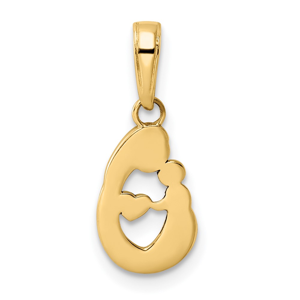 14k and White Rhodium Diamond-cut Mother and Baby Teardrop Pendant (M3016)
