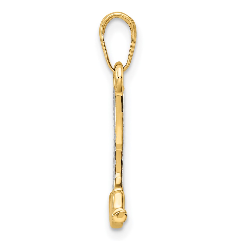 14k and White Rhodium D/C Hammer Pendant (M3018)
