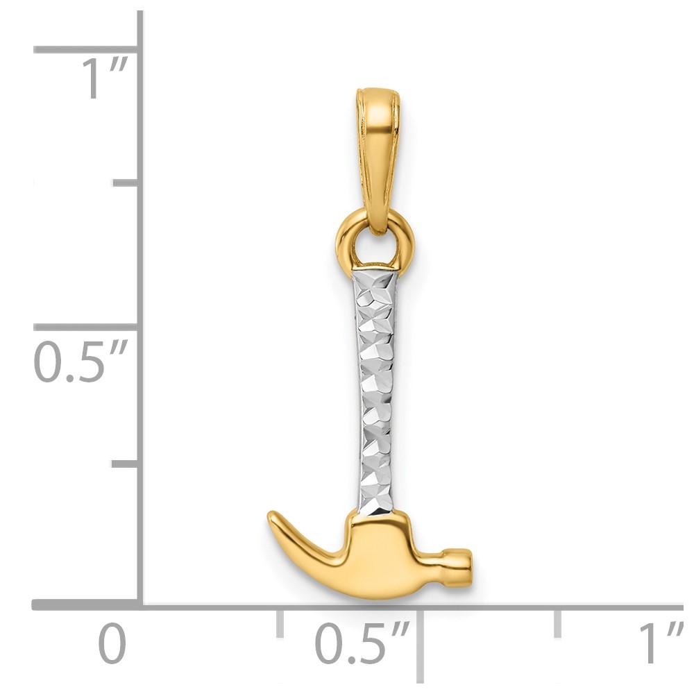 14k and White Rhodium D/C Hammer Pendant (M3018)