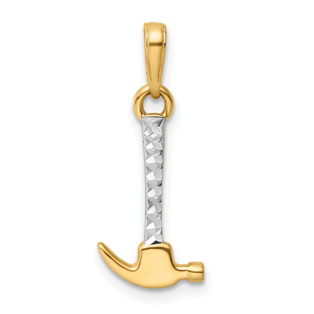 14k and White Rhodium D/C Hammer Pendant (M3018)