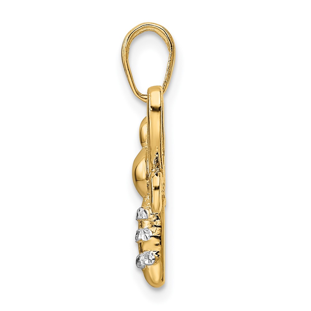 14k and White Rhodium Diamond-cut Bumblebee Pendant (M3021)