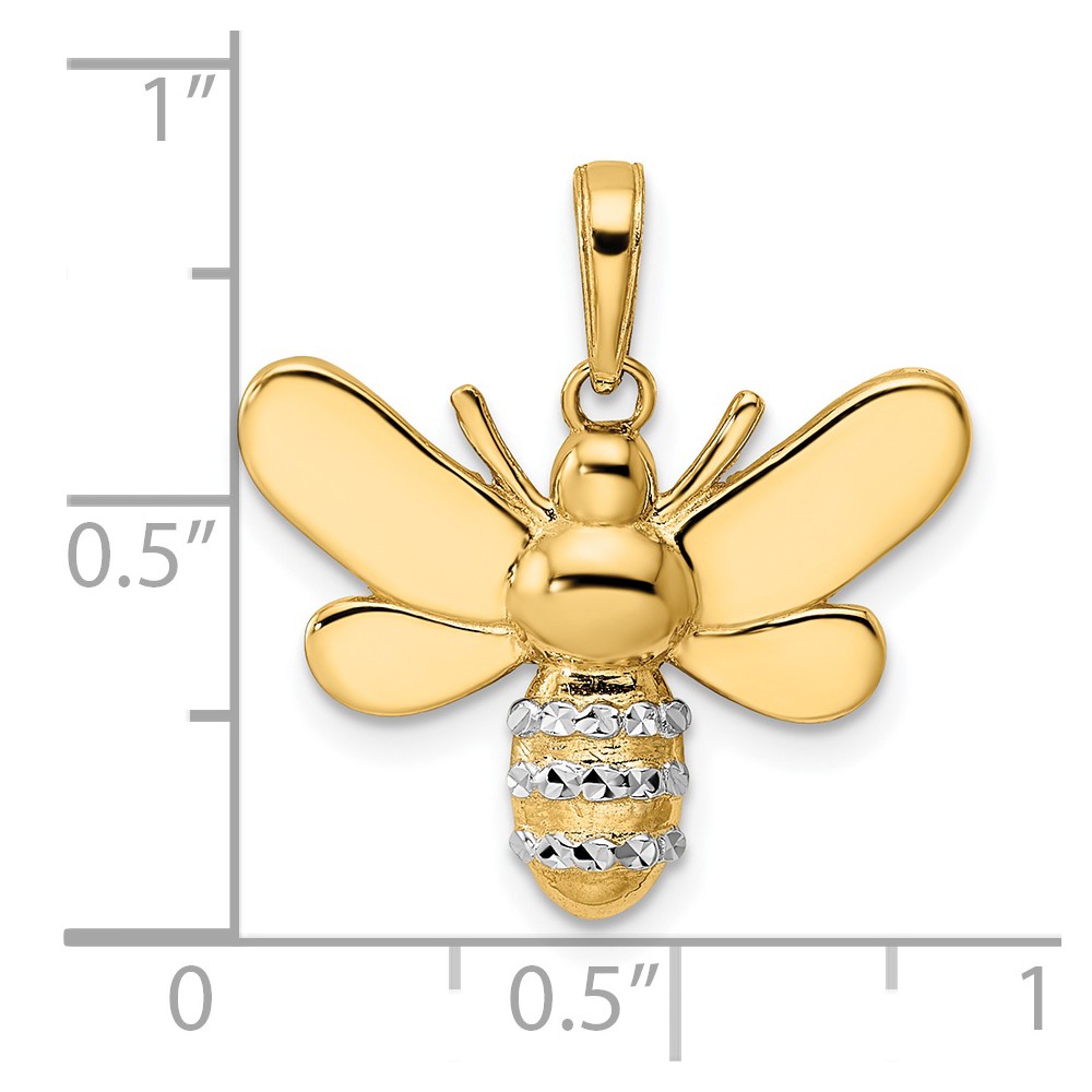 14k and White Rhodium Diamond-cut Bumblebee Pendant (M3021)
