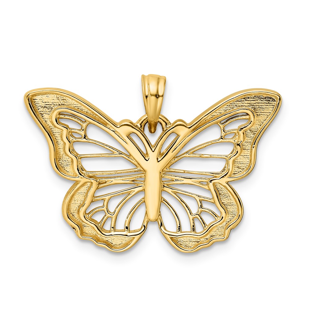 14k and White Rhodium Diamond-cut Butterfly Pendant (M3031)