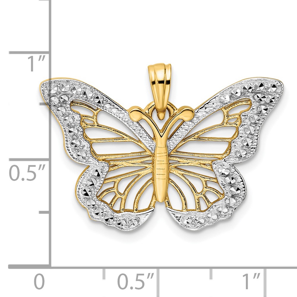 14k and White Rhodium Diamond-cut Butterfly Pendant (M3031)